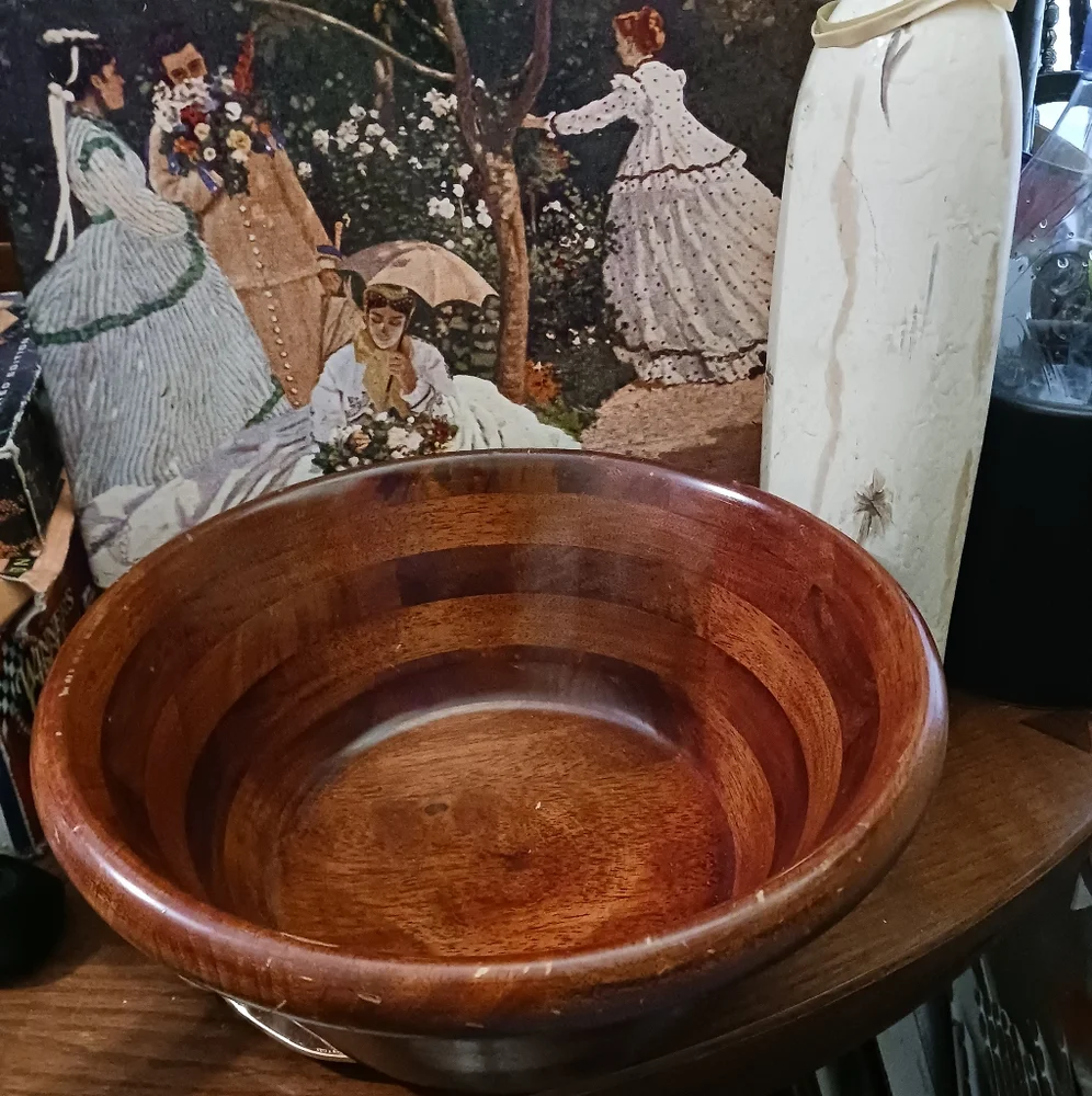 π₯ Vintage Wood Serving Bowl, Acacia Wood, 12" x 5",A Nice Bowl.π₯£π₯£ - Picture 1 of 10